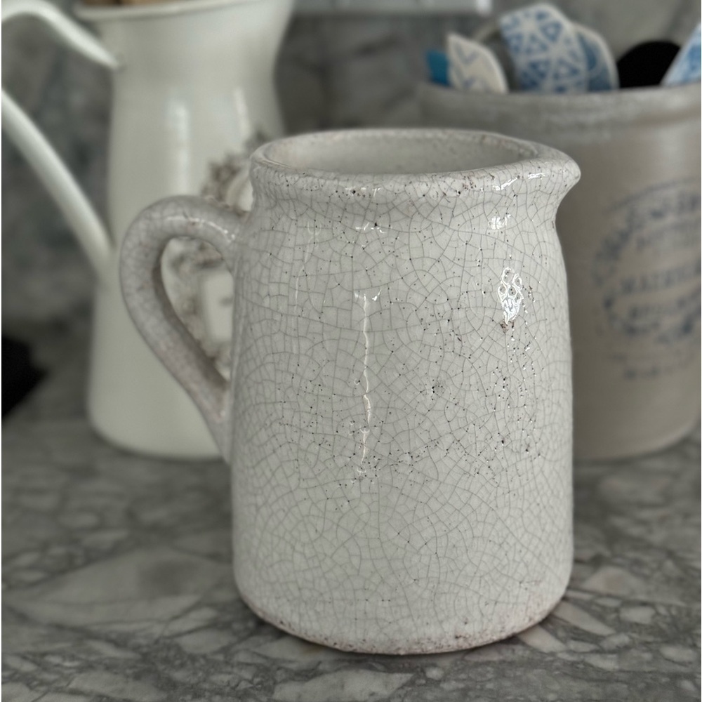 French Country Inspired Crackle Glazed Garden Jug
